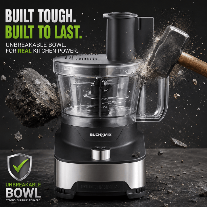 14 Cup All in 1 Pro Food Processor With Unbreakable BPA Free Bowl - Buchymix UK