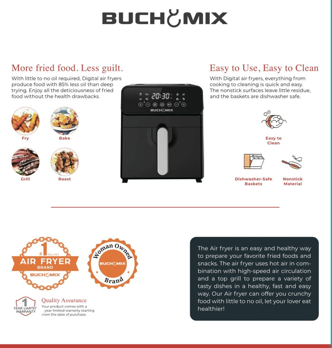 9L Large Capacity Digital Air fryer - Buchymix UK