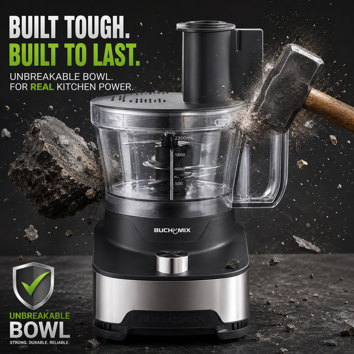 14 Cup All in 1 Pro Food Processor With Unbreakable BPA Free Bowl