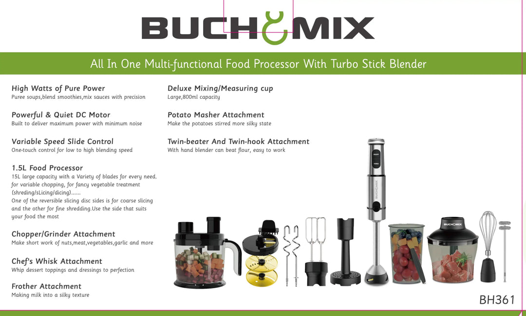 All In 1 Food processor + Turbostick Immersion Blender - Buchymix UK