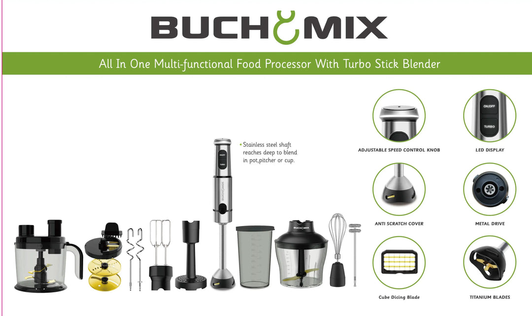 All In 1 Food processor + Turbostick Immersion Blender - Buchymix UK