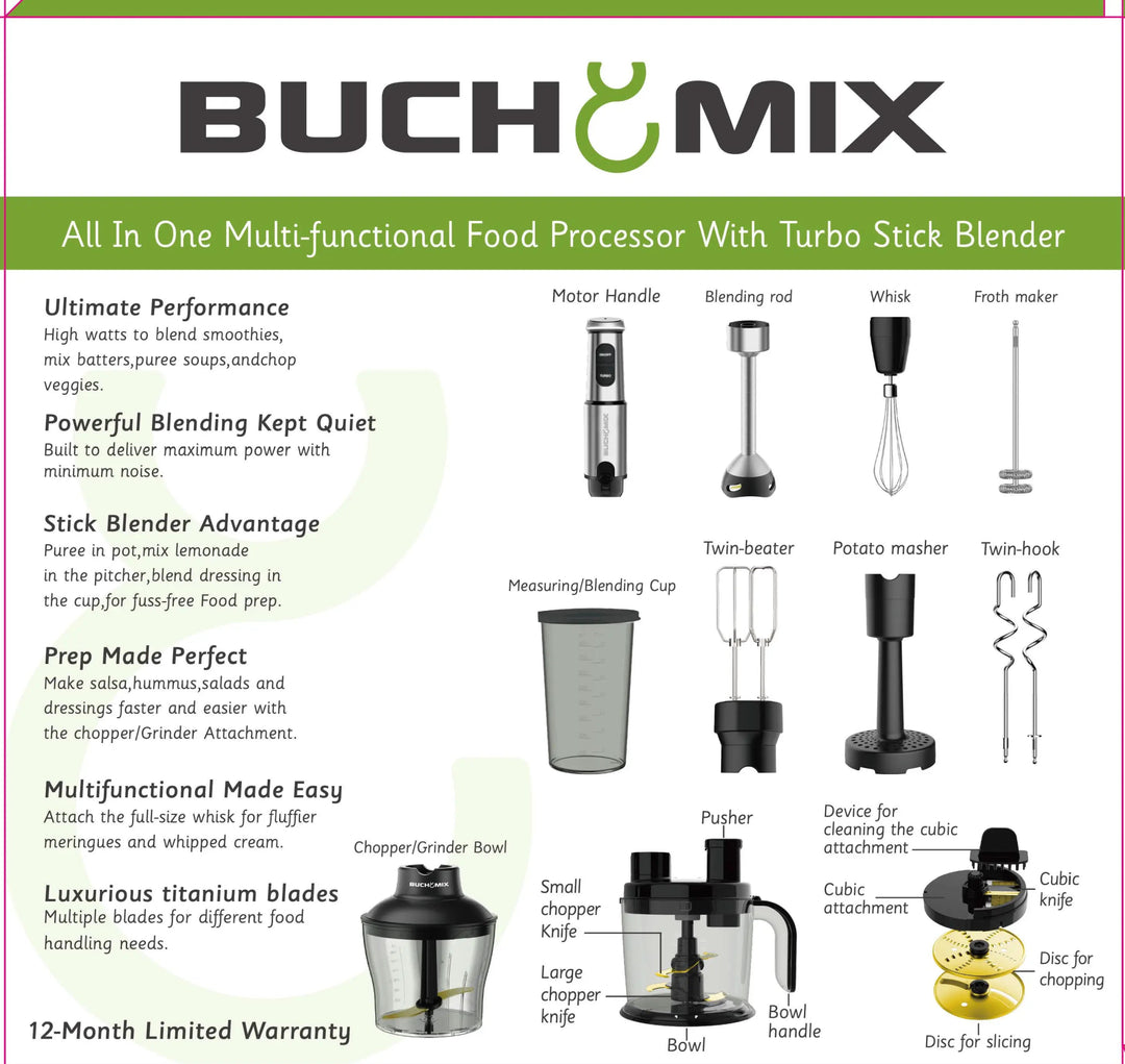 All In 1 Food processor + Turbostick Immersion Blender - Buchymix UK