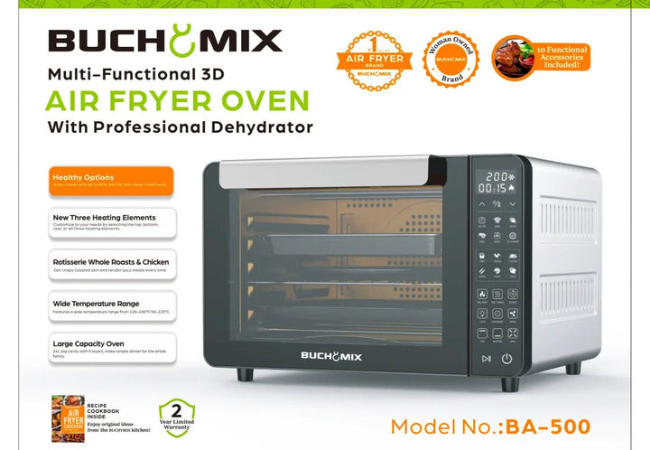 All in one Large Capacity Professional Dehydrator & Air Fryer Oven with 3D Heating Elements - 25Q - Buchymix UK