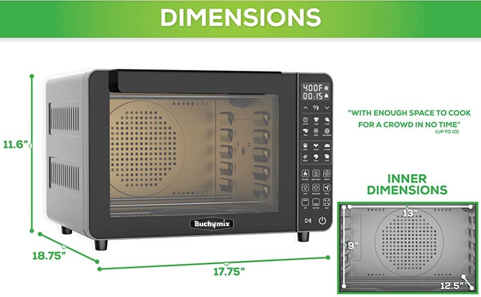 All in one Large Capacity Professional Dehydrator & Air Fryer Oven with 3D Heating Elements - 25Q - Buchymix UK