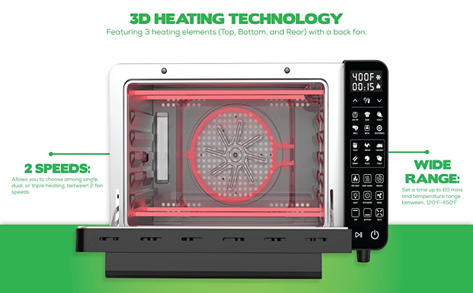 All in one Large Capacity Professional Dehydrator & Air Fryer Oven with 3D Heating Elements - 25Q - Buchymix UK