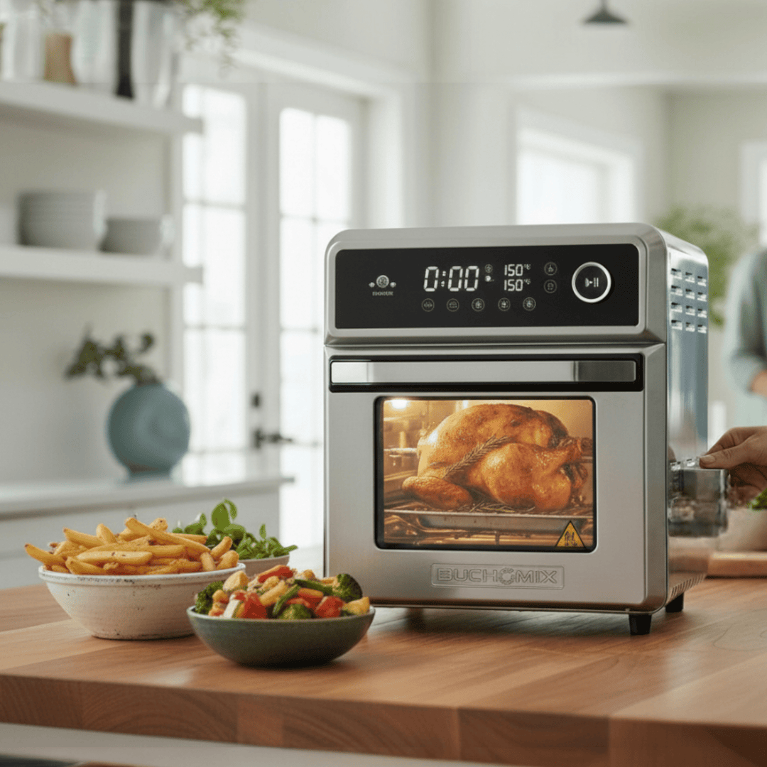 All Round Stainless Steel Multifunction Smart Air Fryer Oven - 18L - Buchymix UK