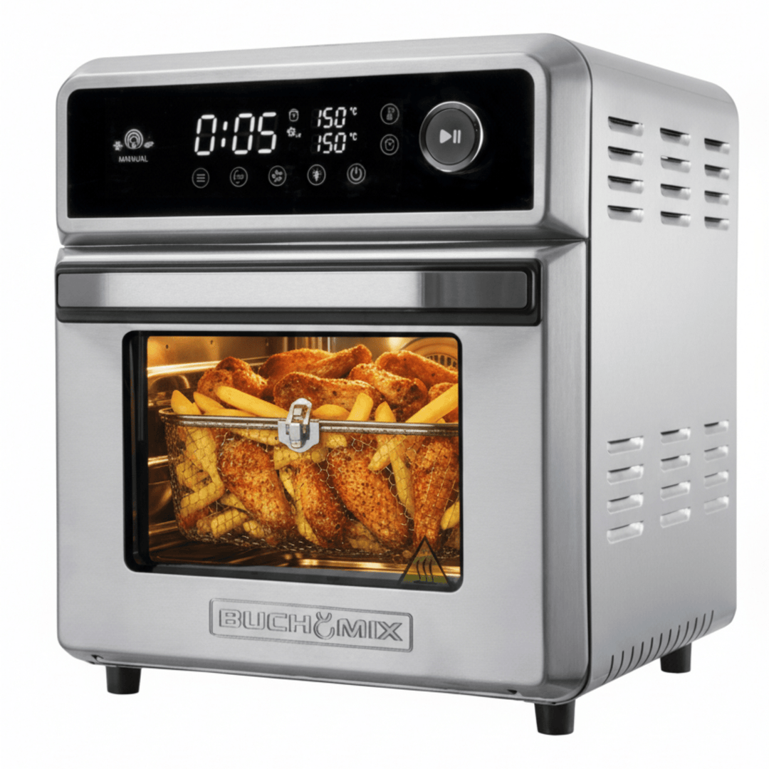 All Round Stainless Steel Multifunction Smart Air Fryer Oven - 18L - Buchymix UK