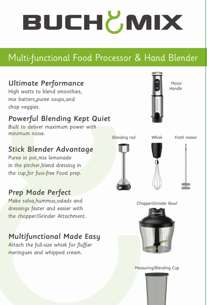 Multi function Food Chopper With Turbo Stick Immersion blender - Buchymix UK