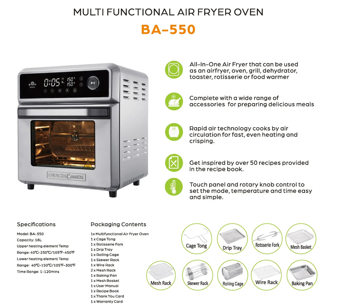 Premium 18L Multifunction Smart Air Fryer Oven - Buchymix UK