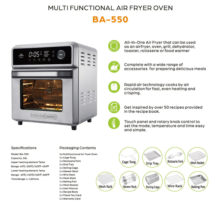 Premium 18L Multifunction Smart Air Fryer Oven - Buchymix UK